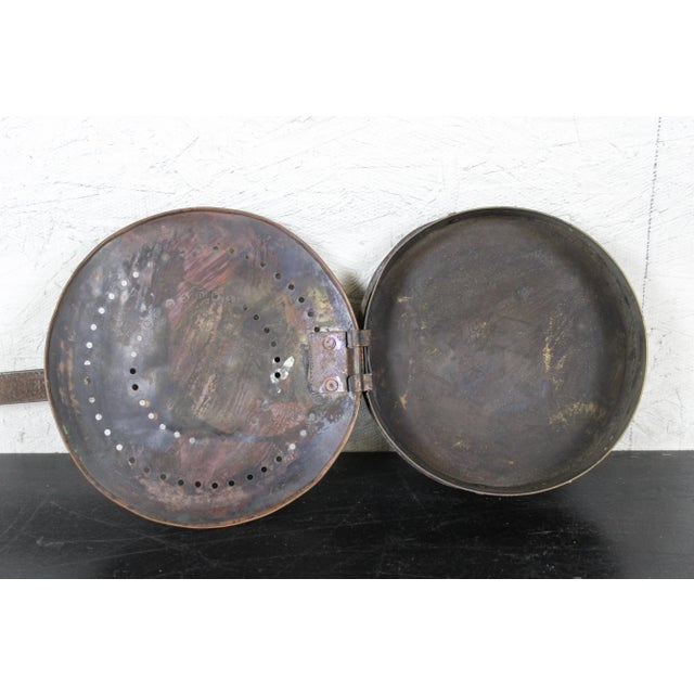 Antique Late 19th Century Victorian Copper & Cast Iron Bed Warming Pan For Sale - Image 9 of 13