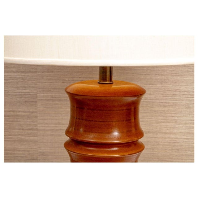Pair of Vintage Hand Carved Bamboo Form Mid Century Table Lamps For Sale - Image 4 of 5