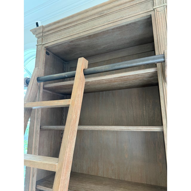 Arhaus Arhaus Library Bookshelf With Ladder For Sale - Image 4 of 7