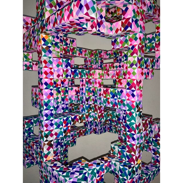 Blue Hexahedron Reflection 85,000 Fold Origmi Sculpture For Sale - Image 8 of 10