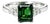 Late 20th Century 14K White Gold Green Tourmaline Diamond Cocktail Ring, Size 6.25 For Sale