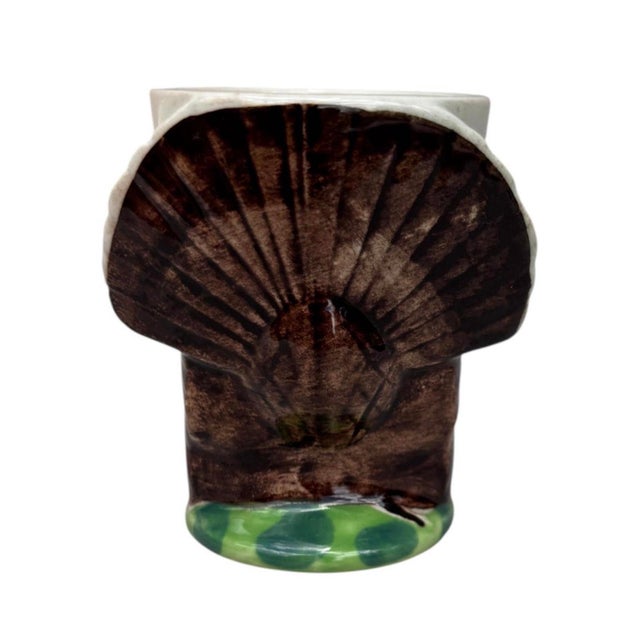 De Sarreguemines French Majolica Turkey Egg Cup Sarreguemines Circa 1920 For Sale - Image 4 of 9
