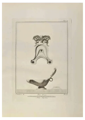 Nicola Fiorillo, Tragedy Masks Pompeian Style, Etching, 18th Century