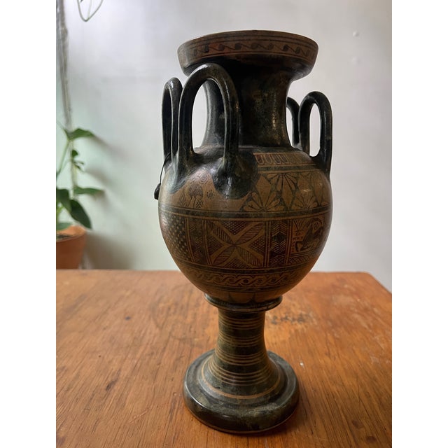Ceramic Gorgeous Greek Vessel Decorative Vase Hand Painted Ceramic Pottery For Sale - Image 7 of 7