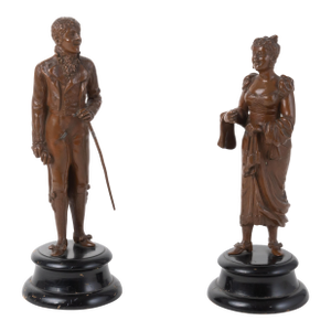 A Pair of Patinated Bronze Sculpture of a Couple