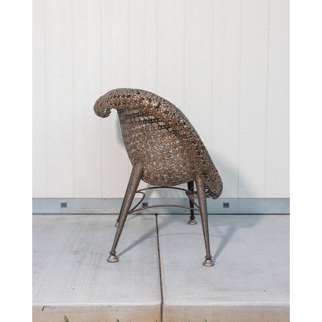 Raymond Moralès Attributed Fauteuil À Corbeille Sculptural Bronzed Steel Lounge Chair, 1990s For Sale In Sacramento - Image 6 of 16