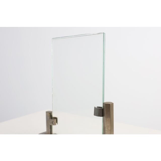 Rustic Modern Chrome-Steel and Glass Photo Frame Stand, 1920 For Sale - Image 3 of 11