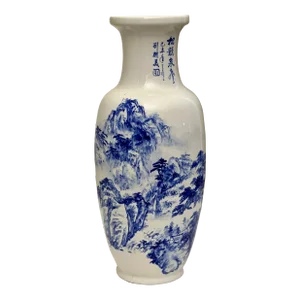 1960s Chinese Zhongfeng Mark Blue and White Porcelain Baluster Form Vase