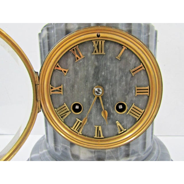 French Empire Gilt Bronze Brûle-Parfum Onyx Columnar Mantle Clock, Early 19th C. For Sale - Image 9 of 16