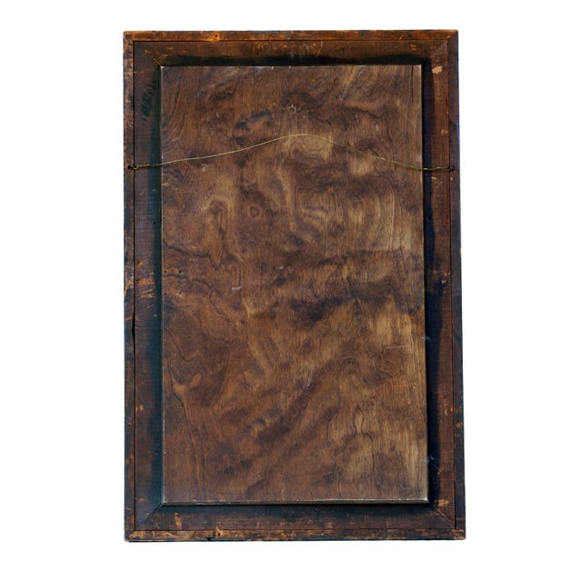 Wood Ebonized Empire Period Antique Mahogany Mirror/Original Back For Sale - Image 7 of 12