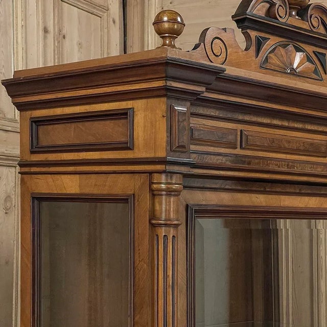 Wood 19th Century French Walnut Henri II Bookcase ~ Display Armoire For Sale - Image 7 of 12