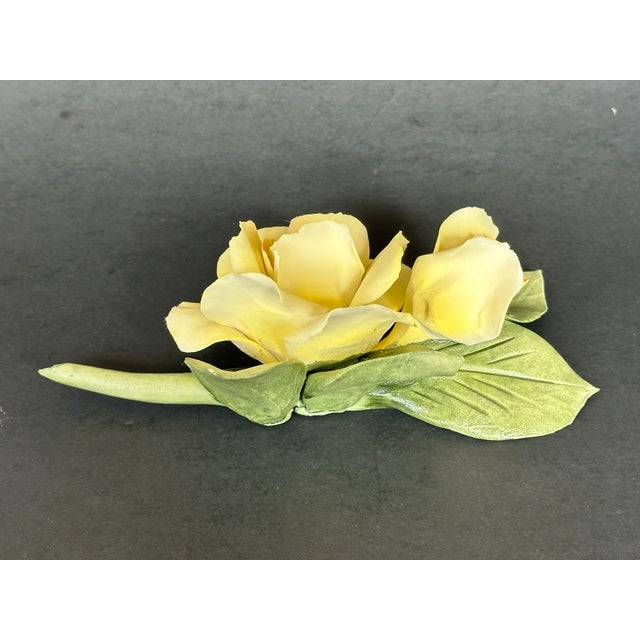 Italian Capodimonte Porcelain Flowers Yellow Roses For Sale In New York - Image 6 of 12