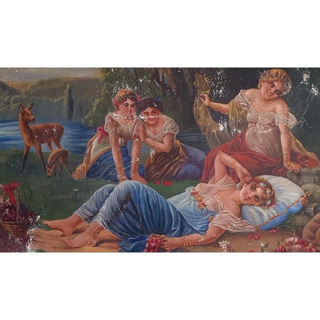 Oil Painting of Women in Landscape, Soviet Ukrainian Art 80-140 For Sale - Image 4 of 6