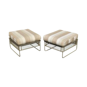 Woodard Sculptur Patio Ottomans - a Pair