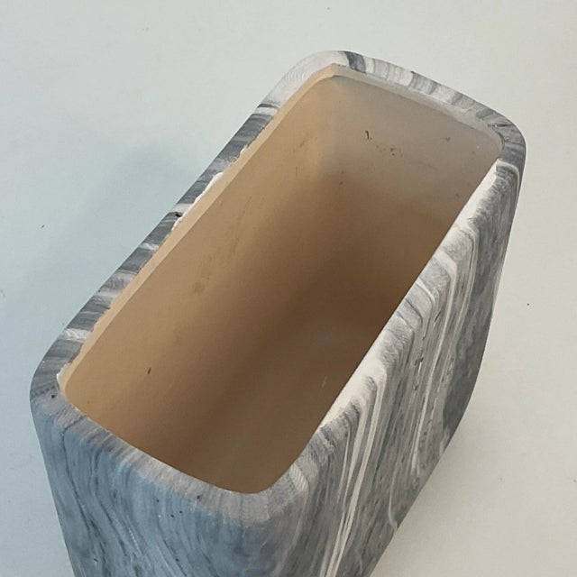 Ceramic 1980s Vintage Postmodern Contemporary Faux Carrara Marble Ceramic Planter For Sale - Image 7 of 9