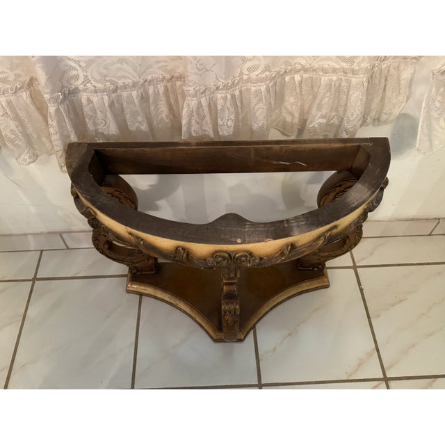 Antique Marble Top Demilune Accent Table For Sale - Image 11 of 11