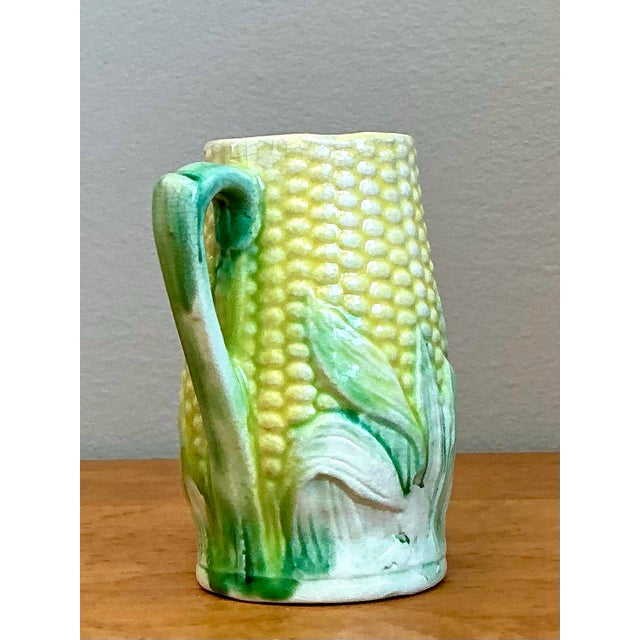 Vintage German Majolica Corn Cream Pitcher For Sale - Image 11 of 12