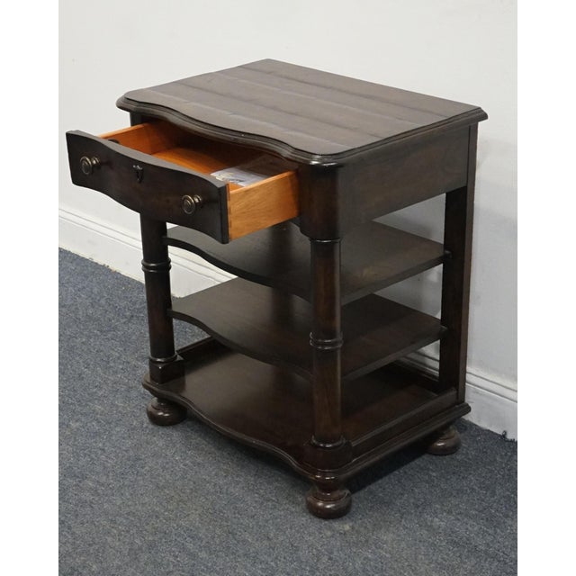 Early 21st Century Stanley Furniture Cherry European Farmhouse 26" Serpentine Front Tiered Nightstand 18-13-0083 For Sale - Image 5 of 13