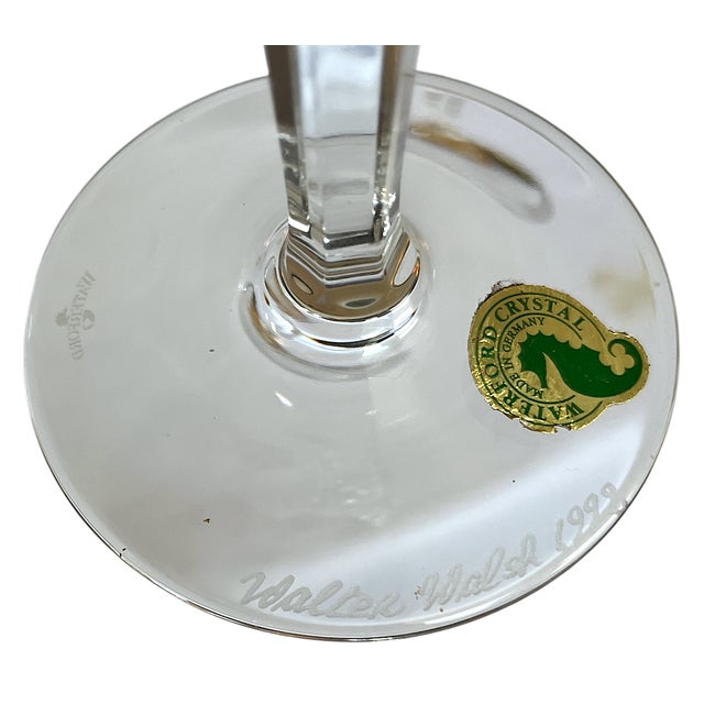 1990s Set of 4 Waterford Crystal Millennium Champagne Flutes – Hand-Cut & Signed by Master Cutter Walter Walsh, 1998 For Sale - Image 5 of 7