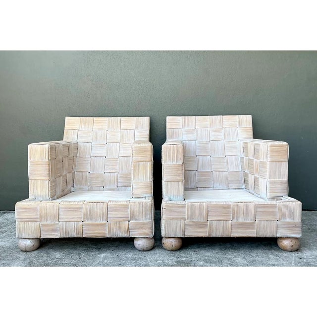 Vintage Woven Rattan Sofa After John Hutton for Donghia For Sale - Image 10 of 12