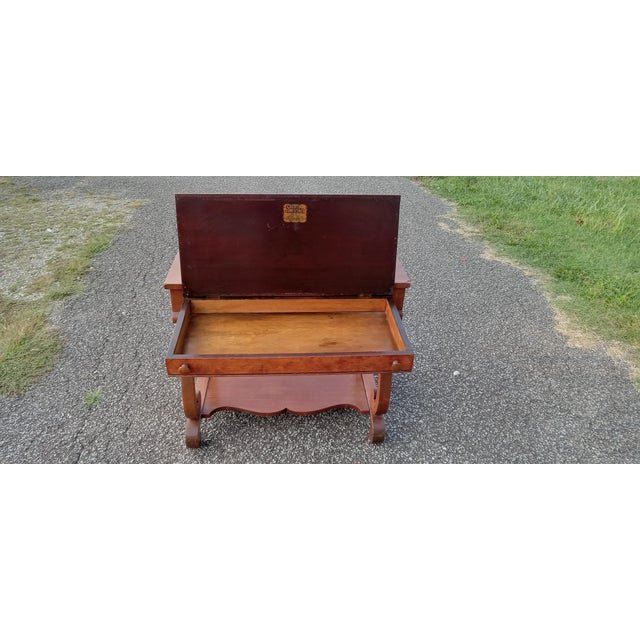 Cadillac 1906 Vintage Mahogany End Table With Curved Legs and Drawer- Piece For Sale - Image 11 of 12