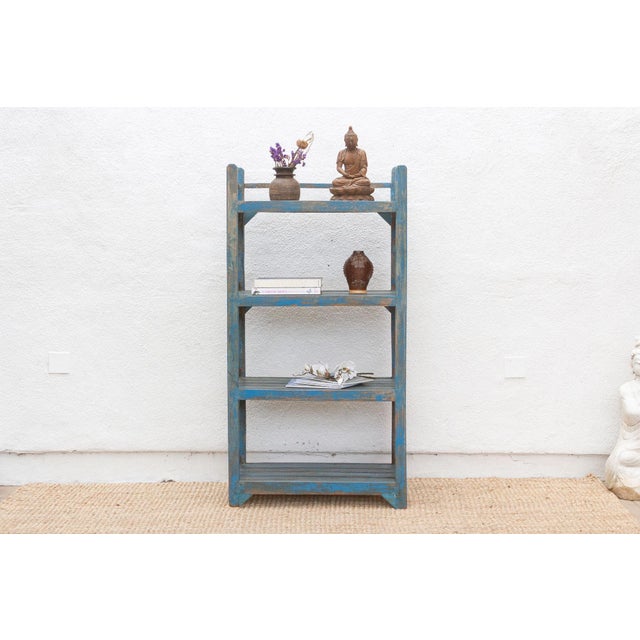 Coastal Cottage Painted Blue Open Bookcase For Sale - Image 10 of 10