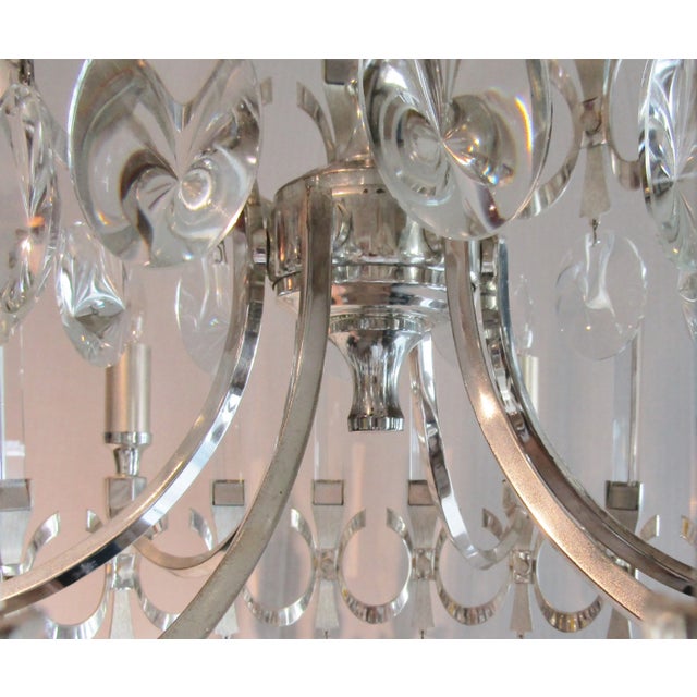 Gaetano Sciolari Sciolari Two Tiered Silver Plate and Crystal Chandelier Circa 1960's For Sale - Image 4 of 9