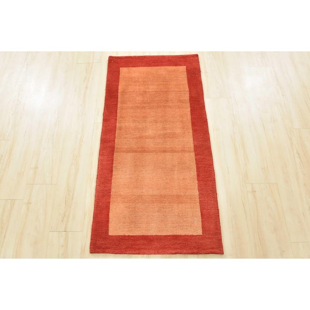 Contemporary Gabbeh Rug 2’3” X 4’6” Rust Wool Contemporary Hand-Knotted Carpet For Sale - Image 3 of 10