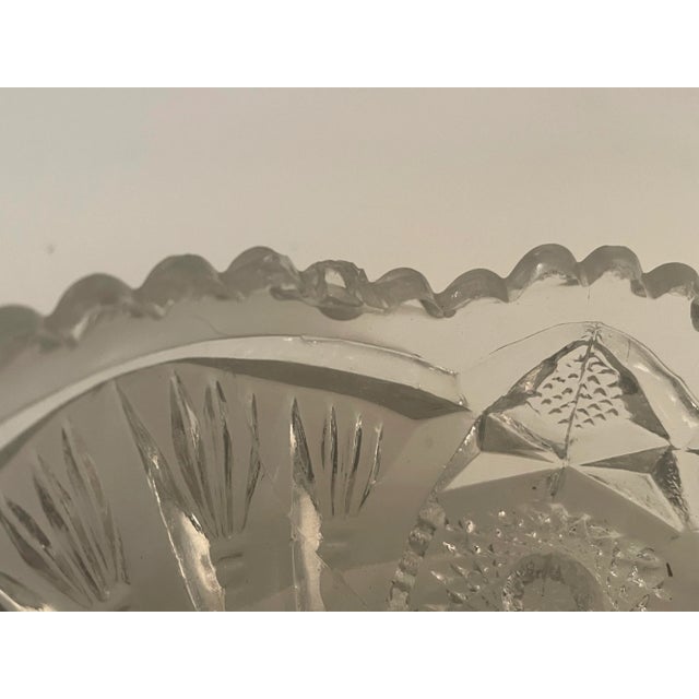 Transparent 1800's Antique Glass Candy Dish - Hobstar Sawtooth Pattern For Sale - Image 8 of 8