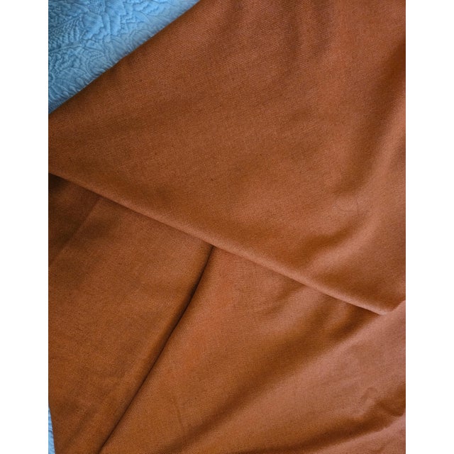 French Vintage French Wool Poly Fabric Spice Pumpkin Ginger 4-1/3 Yards 56 Inches Wide For Sale - Image 3 of 7