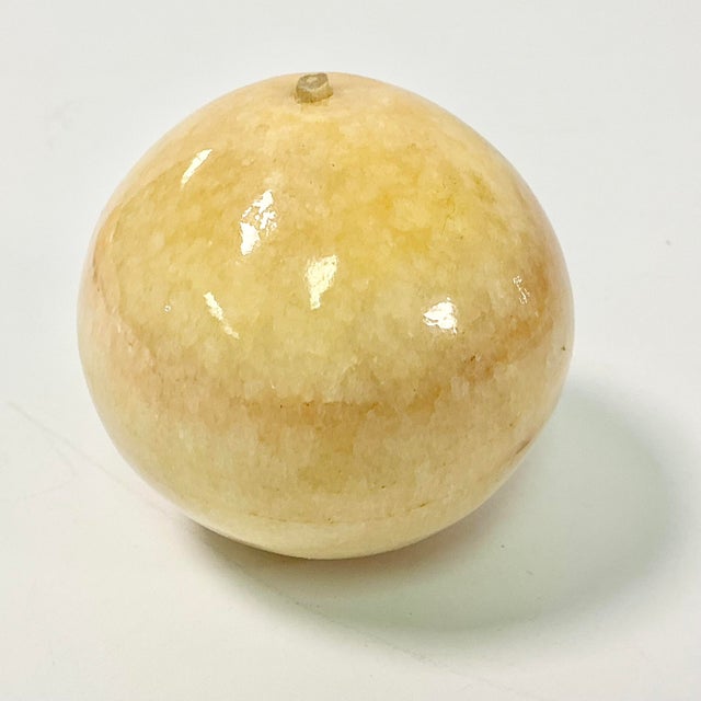 Light Yellow Mid-Century Italian Boho Chic Natural Alabaster Marble Fruit - Set of 3. For Sale - Image 8 of 10