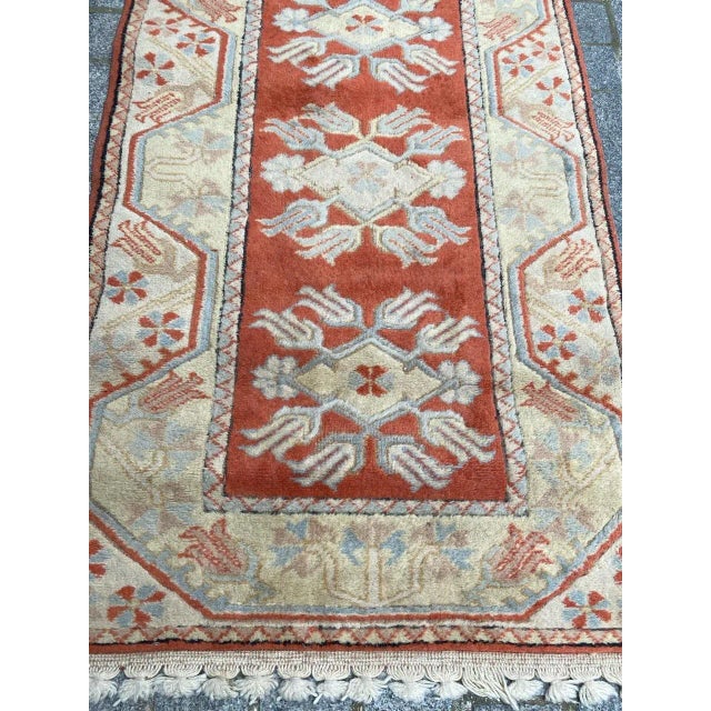 Late 20th century Turkish Anatolian rug, with beautiful geometrical oushak design and nice colors, entirely hand knotted...