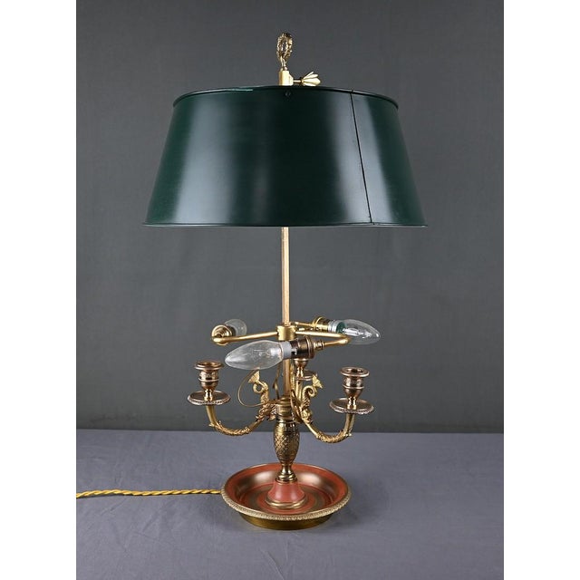 Forest Green Early 20th Century Restoration Bronze Bouillotte Lamp For Sale - Image 8 of 18