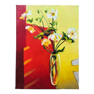 Mid-Century Modern Still Life Oil Painting on Canvas For Sale