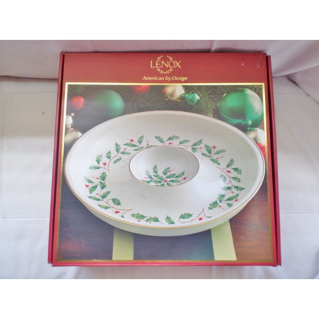 Lenox Xmas Holiday Chip Dip Serving Dish Seafood Holly W Gold Trim Nib Chairish
