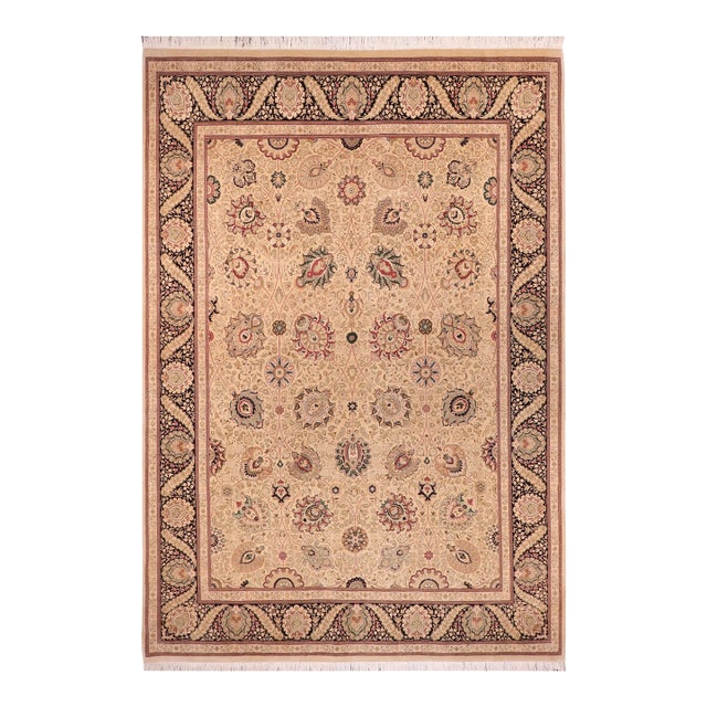Elegant Pak-Persian Beige/Black Wool Rug - 9'1'' X 12'6'' For Sale