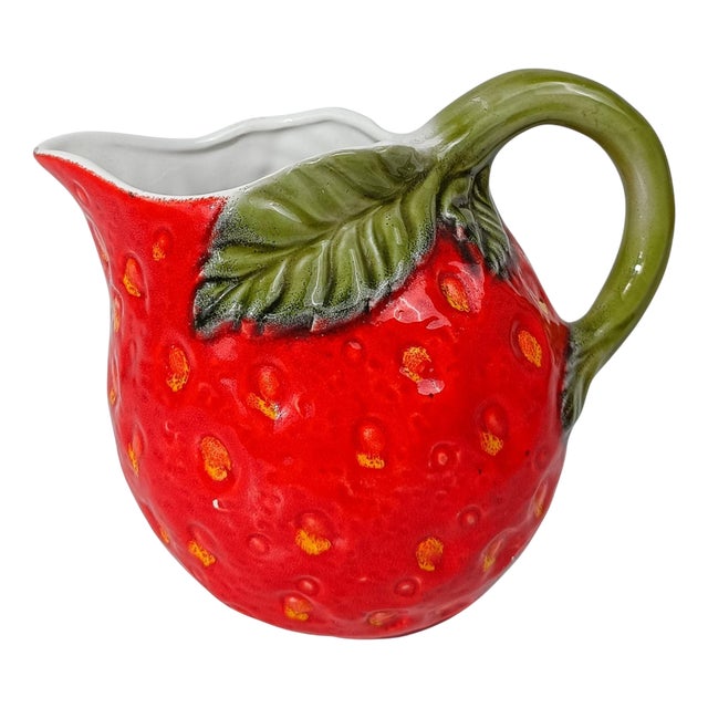 Vintage Italian Majolica Jug in the Shape of a Strawberry in the style of Italica Ars, 1970s For Sale