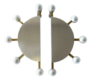 Heidi Abrahamson Sterling Silver Brass Shell Pearl Post Modernist Super Earrings