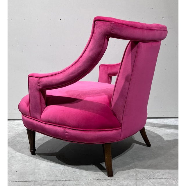 Pair of Chairs Open Arm Lounge Chairs by Silver Craft Furniture Company Gaston Y Daniela Pink Velvet For Sale - Image 9 of 12