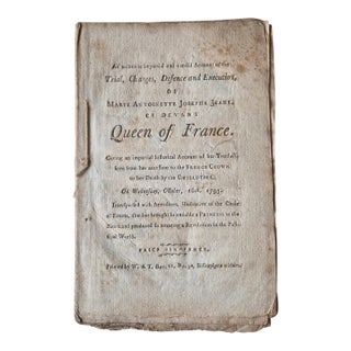 Unique Historical Pamphlet of Trial of Marie Antoinette Queen of France, c.1793 For Sale