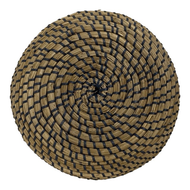 Mid 20th Century Sweetgrass Basket With Lid Vintage For Sale