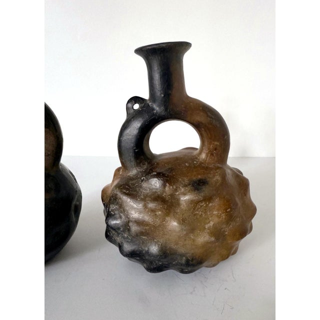Ceramic Collection of Two Pre-Columbian Cupisnique Stirrup Ceramic Vessels Peru For Sale - Image 7 of 14