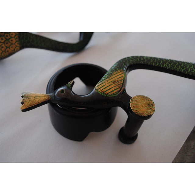 Vintage Handcrafted Peacock Enamel Bronze Door Handles Pulls Set of 2 For Sale - Image 9 of 9