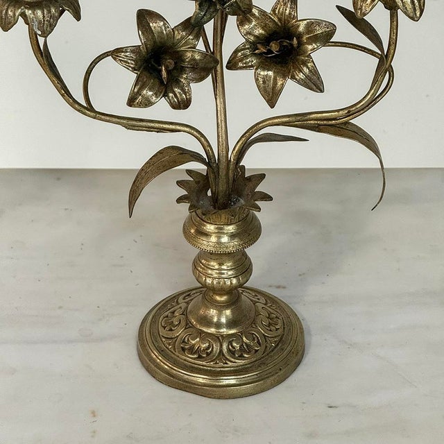 Pair Napoleon III Period Bronze Floral Candelabra For Sale - Image 11 of 11