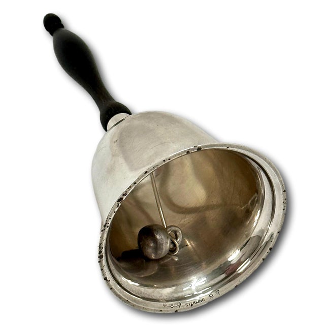 Fine Quality American Antique Sterling Silver & Ebony Wood Dinner Bell Circa Early 20th Century For Sale In Boston - Image 6 of 12