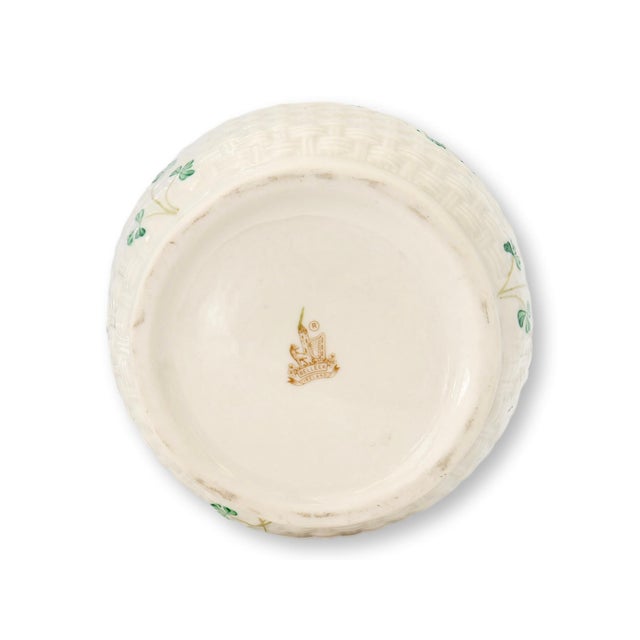 Traditional Irish Belleek Shamrock Biscuit Barrel For Sale - Image 3 of 5