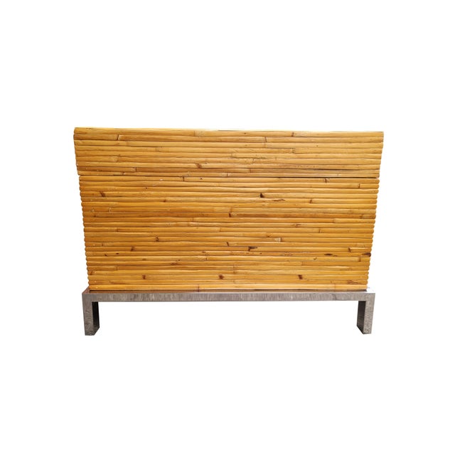 Organic meets industrial with this Milo Baughman rattan and chrome chest. The durable woody vines are cut lengthwise and...