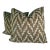 Chevron Cut Velvet in Brown/Mint 22" Pillows-a Pair For Sale