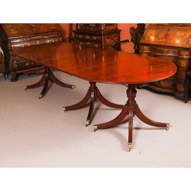 Antique Regency Triple Pillar Dining Table and Chairs, 1820s, Set of 11 For Sale - Image 5 of 18