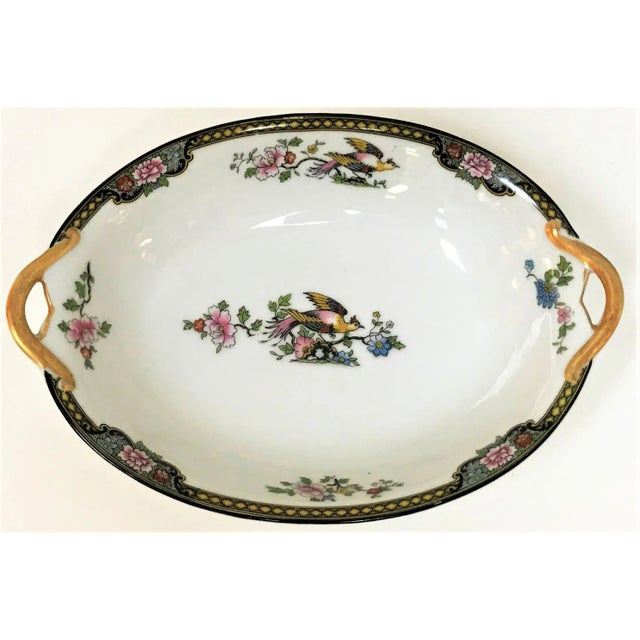 Art Deco Japanese Noritake Porcelain Serving Bowl in "Pheasant" Pattern Circa 1920's For Sale - Image 3 of 10